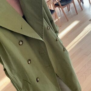 Olive Green Double-Breasted Women's Coat